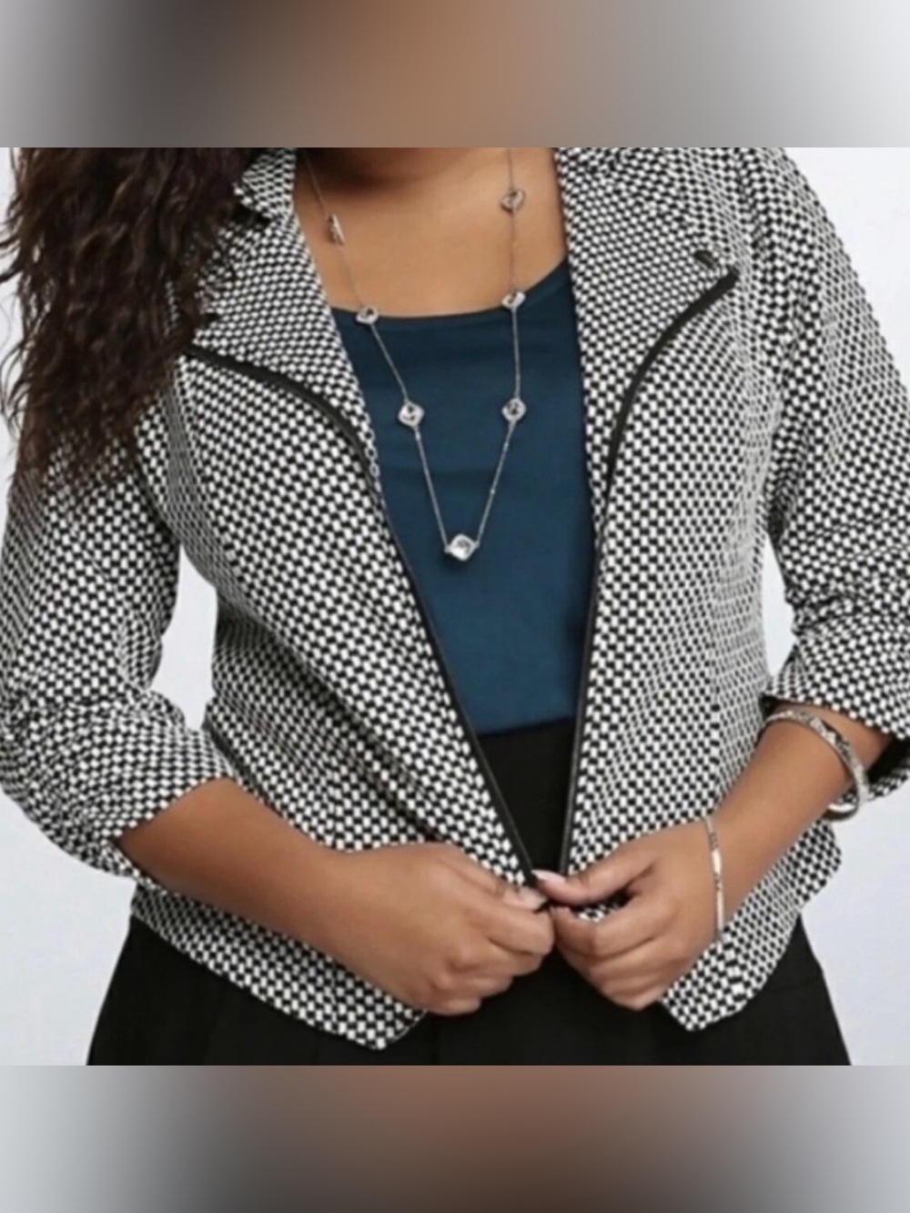 Torrid Black and White checkered moto jacket.